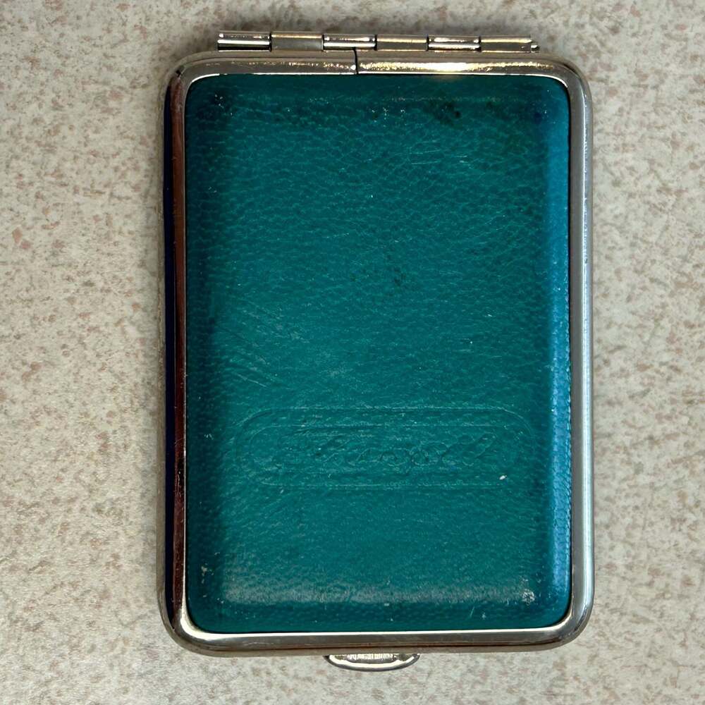 Vintage Fossil Teal Genuine Leather Pill Case Compact